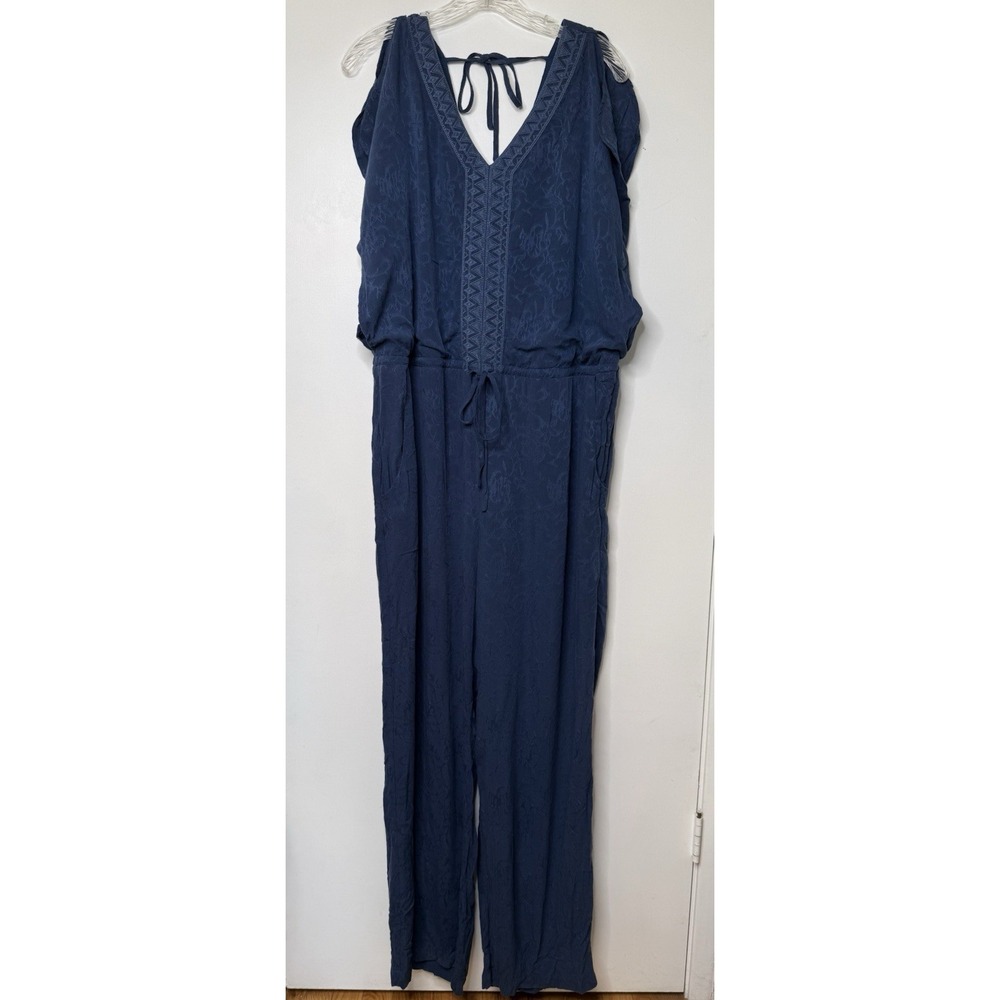 ARIAT Romper Jumpsuit Womens Size Large Blue Floral Boho Country Cowgirl New